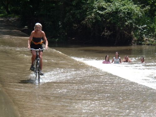 A family swim. Country lane near Suarez