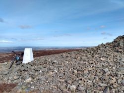 Lammer Law trig point and East Lothian beyond